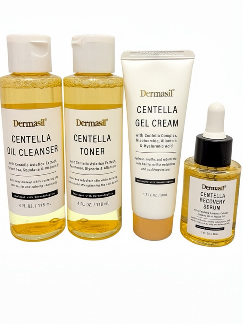 Dermasil Centella Skincare Set – Oil Cleanser, Toner, Gel Cream & Recovery Serum